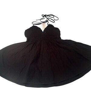 Sndys Cotton Halter Mini Tiered Sundress Womens Backless Summer Beach Black